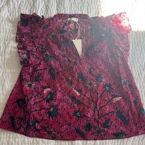 Ulla Johnson Ruffle Sleeve Fleur Top - Pink